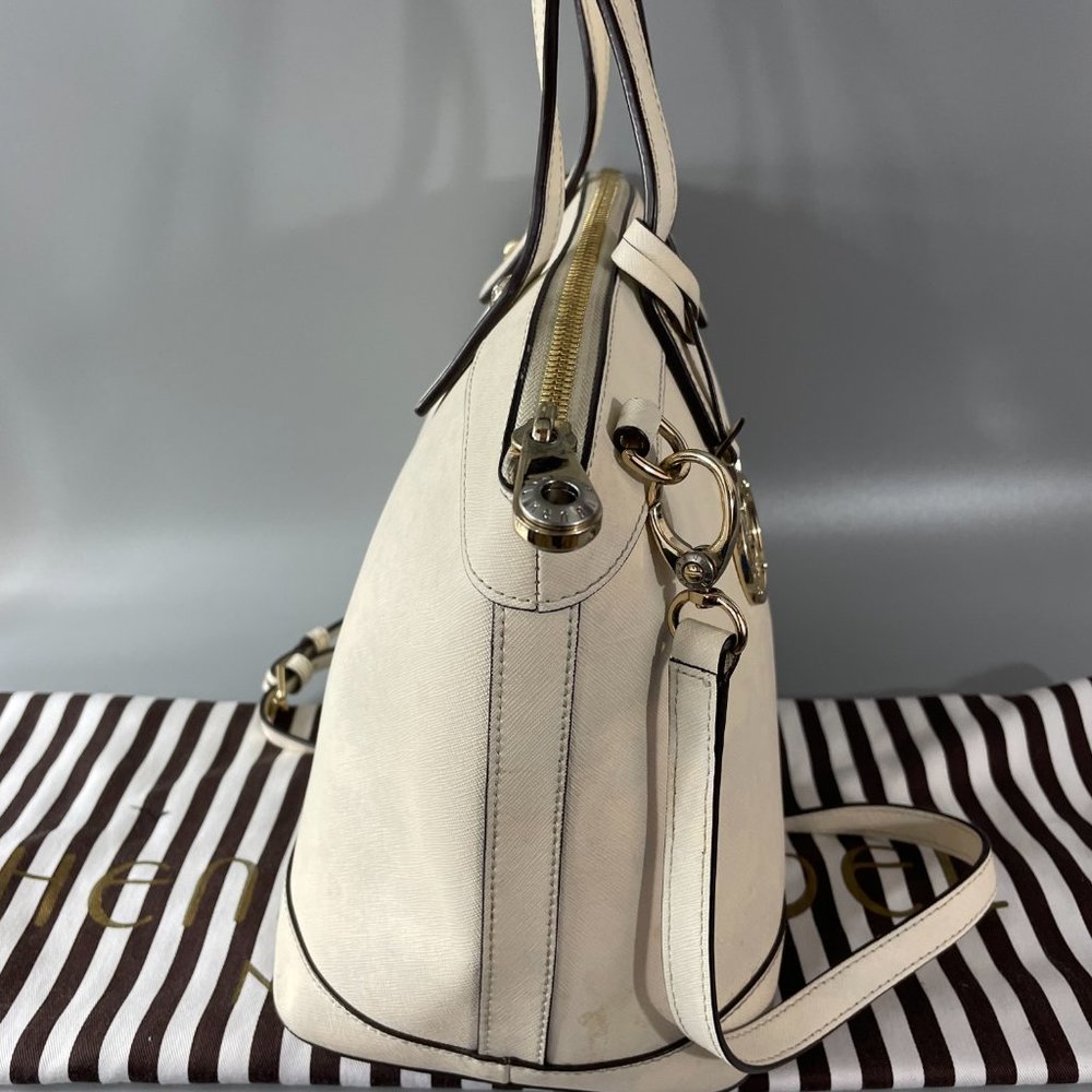 Henri Bendel Cream Satchel with Gold Accents - Picture 6 of 15
